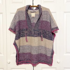 Rebecca Taylor Hooded Oversized Striped Poncho Sweater Cashmere Wool Size Medium